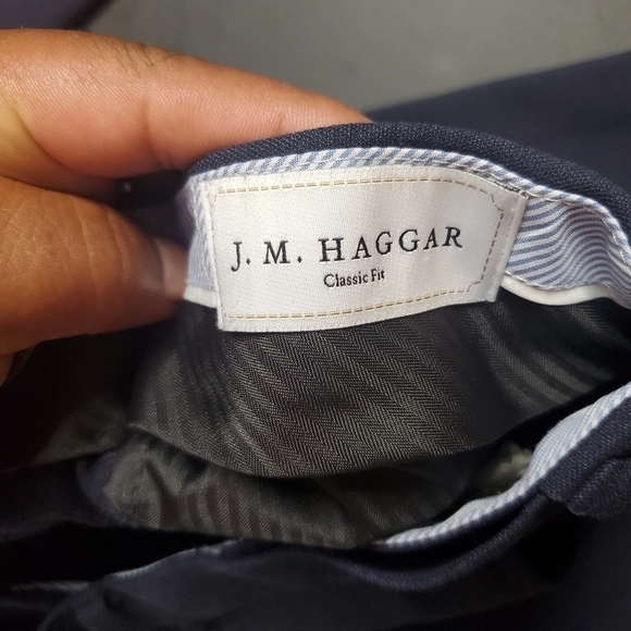 J.M. Haggar Dress Pants Men's 34x32 Navy Blue - Picture 6 of 8